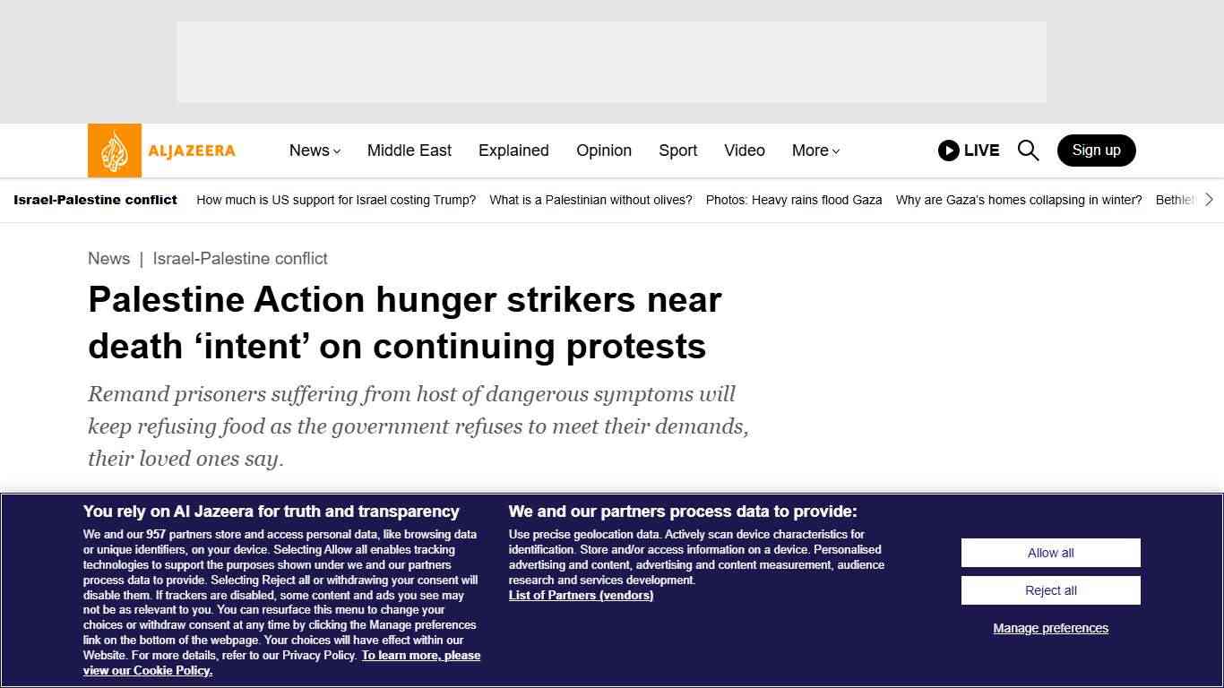 Palestine Action hunger strikers near death ‘intent’ on continuing protests Israel-Palestine conflict News Al Jazeera